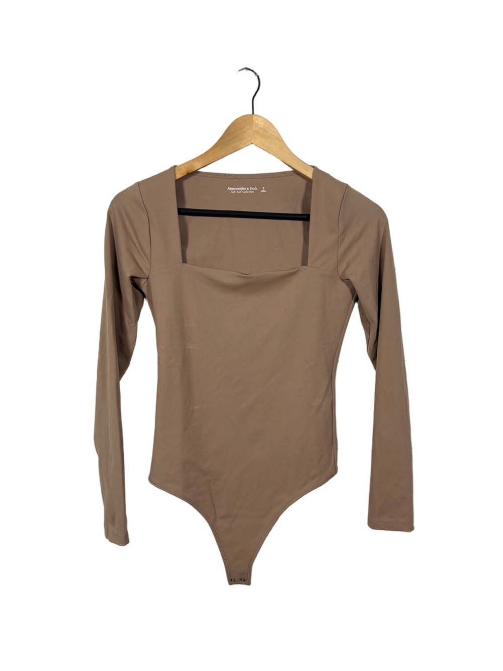Abercrombie Soft A&F Square Neck Bodysuit Womens S Mocha Brown Long Sleeve